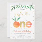 Little Cutie Greenery Gold First Birthday Kaart (Voorkant)