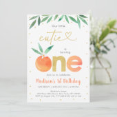 Little Cutie Greenery Gold First Birthday Kaart (Staand voorkant)