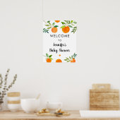 Little Cutie Groen Bloemen Baby shower Welkom Poster (Keuken)