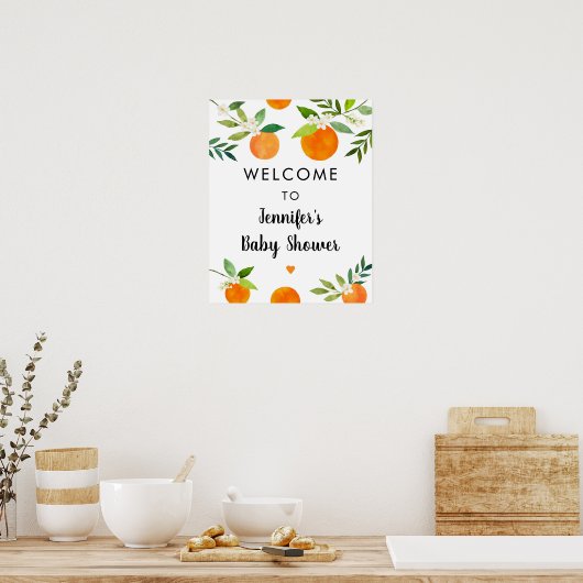 Little Cutie Groen Bloemen Baby shower Welkom Poster (Keuken)