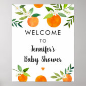 Little Cutie Groen Bloemen Baby shower Welkom Poster (Voorkant)