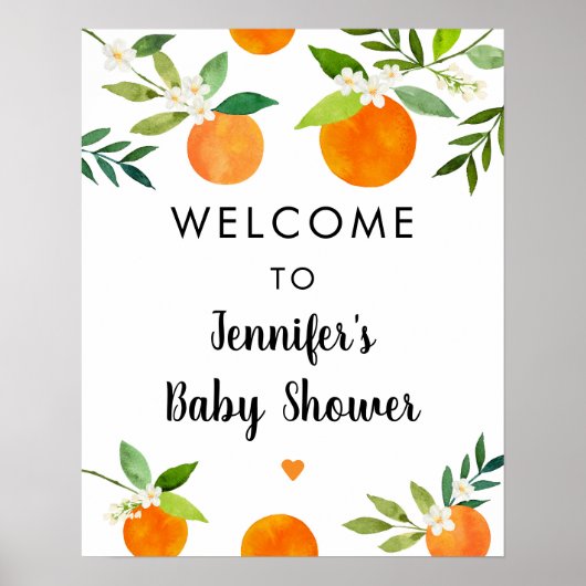 Little Cutie Groen Bloemen Baby shower Welkom Poster (Voorkant)