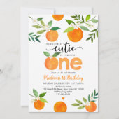 Little Cutie groen bloemen eerste verjaardag Kaart (Voorkant)