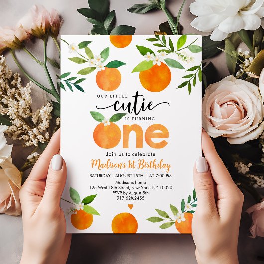 Little Cutie groen bloemen eerste verjaardag Kaart