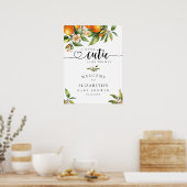 Little Cutie Groen Sinaasappel Baby shower Welkom Poster (Keuken)