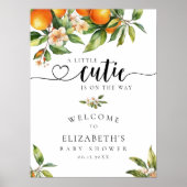 Little Cutie Groen Sinaasappel Baby shower Welkom Poster (Voorkant)