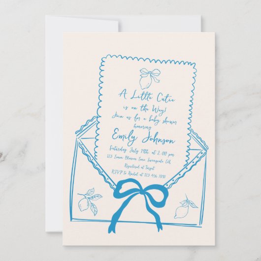 Little Cutie Hand Drawn Lemon Baby shower Kaart (Voorkant)