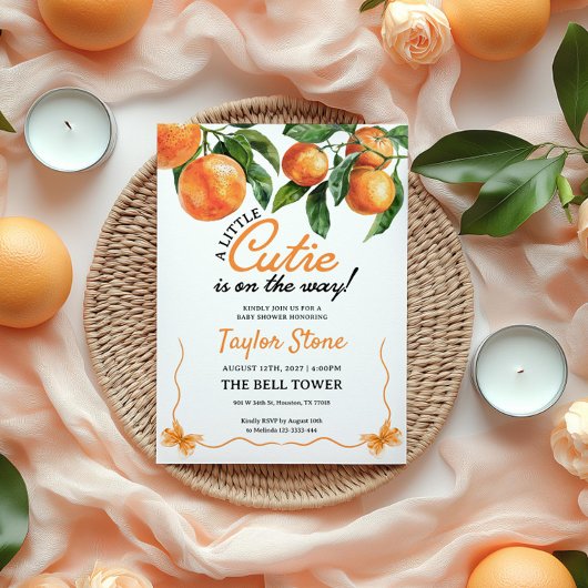 Little Cutie Is On The Way Baby shower Invitation Kaart