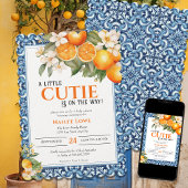 Little Cutie is op de weg bewerkbaar Baby shower Kaart