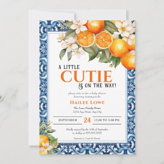 Little Cutie is op de weg bewerkbaar Baby shower Kaart (Voorkant)