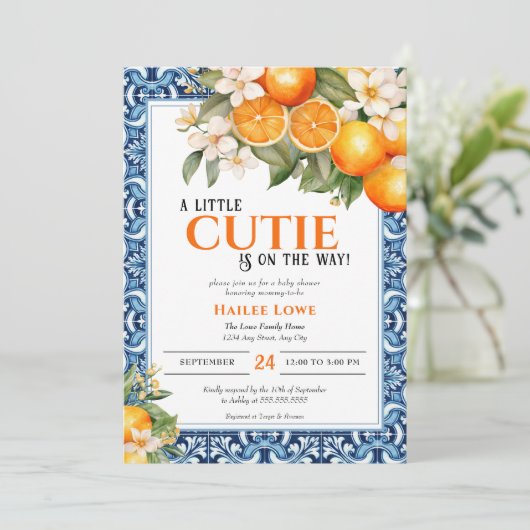 Little Cutie is op de weg bewerkbaar Baby shower Kaart (Staand voorkant)