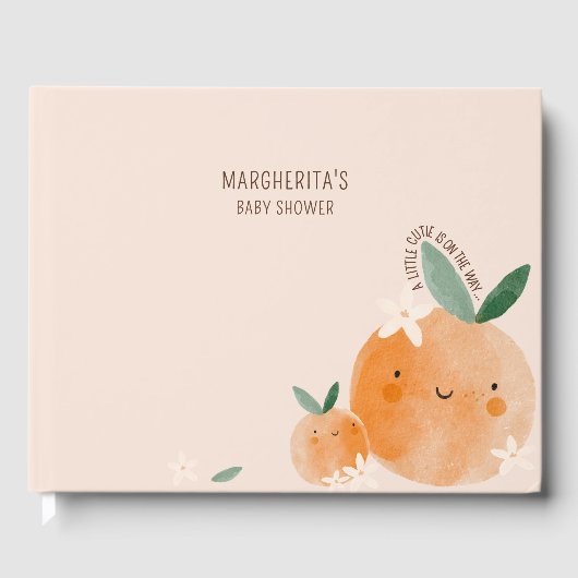Little Cutie is op de weg Citrus Baby shower Gastenboek (Voorkant)