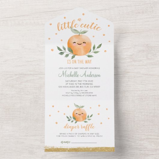 Little Cutie is op weg naar Baby shower All In One Uitnodiging (Binnen)