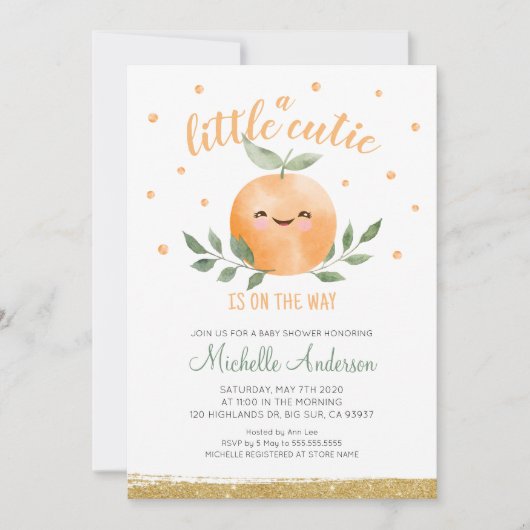 Little Cutie is op weg naar Baby shower Kaart (Voorkant)