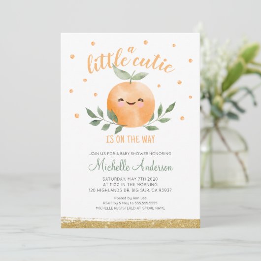 Little Cutie is op weg naar Baby shower Kaart (Staand voorkant)