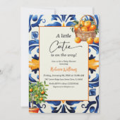Little Cutie Italian Blue Tile Citrus Baby Shower Kaart (Voorkant)