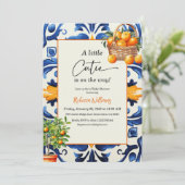 Little Cutie Italian Blue Tile Citrus Baby Shower Kaart (Staand voorkant)