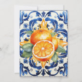 Little Cutie Italian Blue Tile Citrus Baby Shower Kaart (Achterkant)