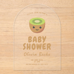 Little Cutie Kiwi Baby shower Acryl Uitnodigingen