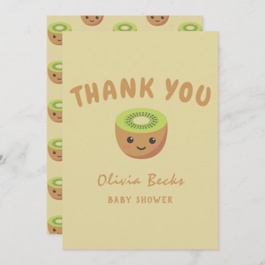 Little Cutie Kiwi Baby shower Bedankkaart (Voorkant / Achterkant)