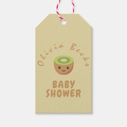 Little Cutie Kiwi Baby shower Cadeaulabel (Voorkant)