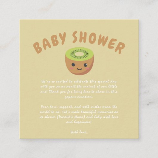 Little Cutie Kiwi Baby shower Informatiekaartje (Voorkant)