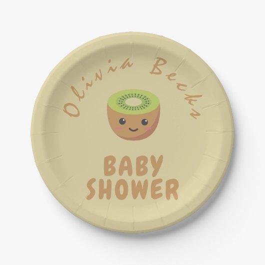Little Cutie Kiwi Baby shower Papieren Bordje (Voorkant)