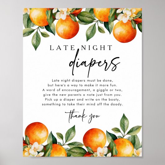Little cutie late night luiers Baby shower spel Poster (Voorkant)