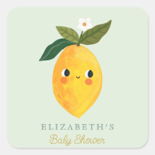 Little Cutie Lemon Baby shower Vierkante Sticker