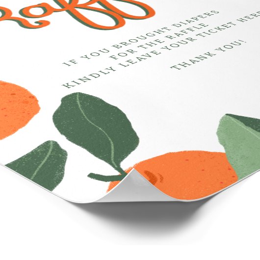 Little Cutie Luier Raffle Teken – Clementine Citru Poster (Hoek)