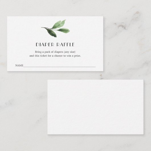 Little Cutie Luier Raffle Ticket voor Baby shower Informatiekaartje (Voorkant / Achterkant)