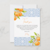 Little Cutie Mediterraans Tegel Oranje Baby shower Bedankkaart (Voorkant)
