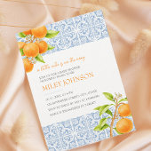 Little Cutie Mediterraans Tegel Oranje Baby shower Kaart