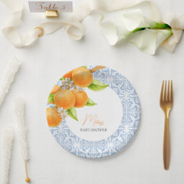 Little Cutie Mediterraans Tegels Baby shower Papieren Bordje