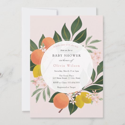Little Cutie Meisje Baby shower Invitation Kaart (Voorkant)