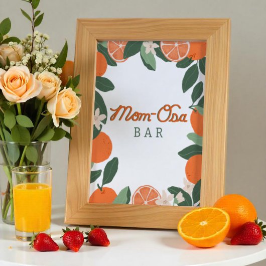 Little Cutie MOM-osa Bar Sign – Citrus Baby shower Poster