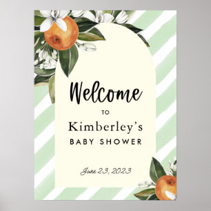 Little Cutie On the Way Oranje Baby shower Welcome Poster