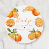 Little Cutie Orange Baby Shower Bedankjes Labels (Voorkant)