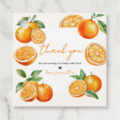 Little Cutie Orange Baby Shower Bedankjes Labels (Voorkant)