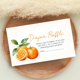 Little Cutie Orange Baby Shower Diaper Raffle Informatiekaartje