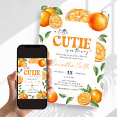 Little Cutie Orange Baby Shower Kaart
