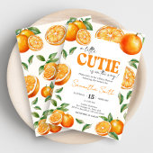 Little Cutie Orange Baby Shower Kaart