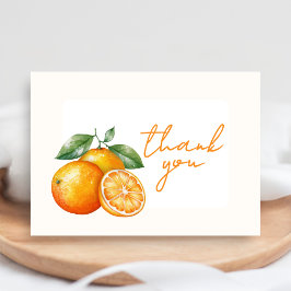 Little Cutie Orange Baby Shower Thank You Card Bedankkaart