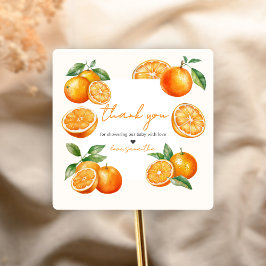 Little Cutie Orange Baby Shower Vierkante Sticker