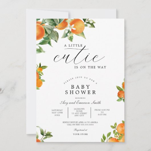 Little Cutie Orange Citrus 1e Verjaardag Kaart (Voorkant)