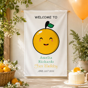 Little Cutie Orange Citrus 1e Verjaardag Spandoek