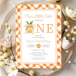 Little Cutie Orange Citrus 1st Birthday Kaart