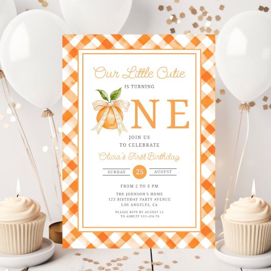 Little Cutie Orange Citrus 1st Birthday Kaart