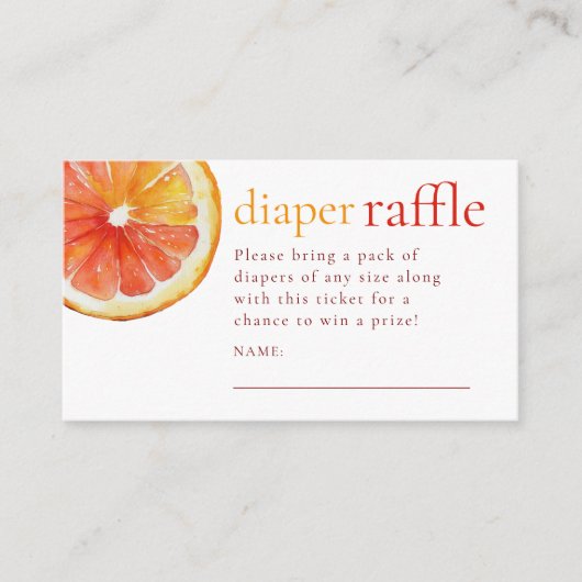 Little Cutie Orange Diaper Raffle Baby Shower Informatiekaartje (Voorkant)