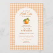 Little Cutie Orange Gingham Baby Shower Kaart (Voorkant)